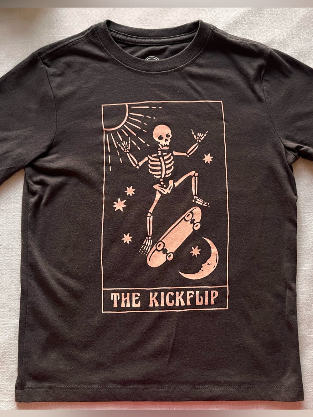Wonder nation Gray Tee with Skate Skeleton Graphic. Size 8.